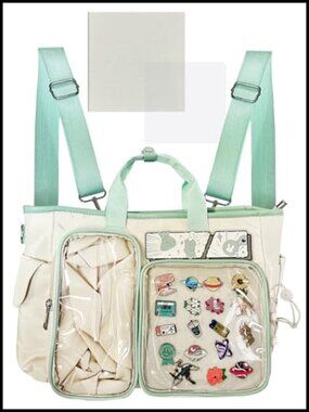 Clear Window Ita Backpack with Insert - 4-in-1 Convertible Anime Pin Display Bag